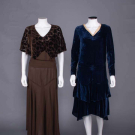 TWO VELVET &amp; CREPE DRESSES, 1920-1930s