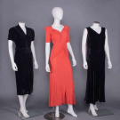 THREE VELVET OR JERSEY DRESSES, 1930-1940s