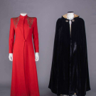 ONE WOOL EVENING COAT &amp; ONE SILK VELVET CAPE, LATE 1930-1940s