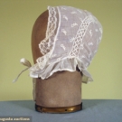 LADY&#039;S EMBROIDERED MUSLIN CAP, 1800-1850