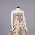 CEIL CHAPMAN SILK &amp; LACE EVENING DRESS, AMERICA, 1950s