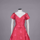 HELEN ROSE PATTERNED SILK EVENING DRESS, AMERICA, 1950s