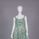 CEIL CHAPMAN FLORAL PRINT PARTY DRESS, USA, MID 1950s