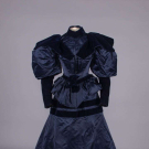 MIDNIGHT NAVY SILK &amp; VELVET GOWN, c. 1895