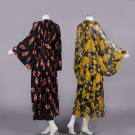 TWO PRINTED CREPE GALANOS PARTY DRESSES, USA, c. 1960 &amp; 1968