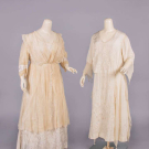 TWO HAND EMBROIDERED TEA DRESSES, 1915-1920
