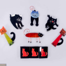 SIX PAVONE CAT MOTIF BROOCHES &amp; ONE UNLABELED CUFF, PARIS