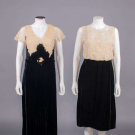 TWO VELVET &amp; LACE DRESSES, 1940s