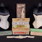 LOT OF CORSETS &amp; BOXES, LATE 19TH C