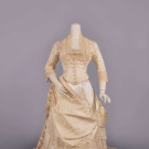 ELABORATE PATTERNED SILK WEDDING GOWN, CINCINNATI, 1880s