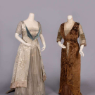 TWO VELVET OR SILK EVENING GOWNS, 1910s