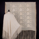 TWO CREAM CANTON SHAWLS, EARLY 20TH C