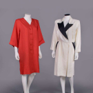 TWO YVES SAINT LAURENT LINEN DAY DRESSES, PARIS, 1980s
