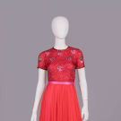 BOB MACKIE STRAWBERRY BEADED EVENING GOWN, USA, 1980s