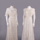TWO COTTON LAWN LINGERIE DRESSES, c. 1909