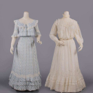 TWO COTTON OR SILK DAY DRESSES, 1905