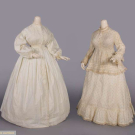 TWO COTTON DAY DRESSES, c. 1860 &amp; c. 1870