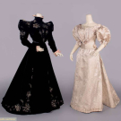 TWO SILK &amp; VELVET EVENING DRESSES, PARIS, LATE 1890s