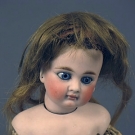 14" FRENCH BISQUE-HEAD DOLL, LATE 19th C
