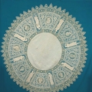 ROUND LINEN &amp; LACE CLOTH, c. 1900