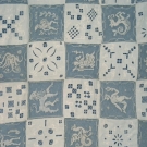 PAIR FILET &amp; LINEN CLOTHS, c. 1900