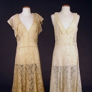 2 COTTON LACE LONG GOWNS, 1930s