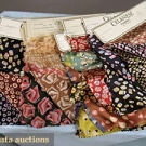 12 PRINTED SILK MFGR. SWATCH CARDS, c. 1930