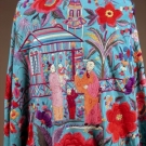 EMBROIDERED FIGURAL EXPORT SHAWL, c. 1900